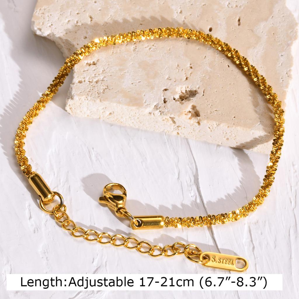 Statement Stainless Steel Chain Bracelet for Women, Vintage 18k Gold Plated Elegant Jewerlry