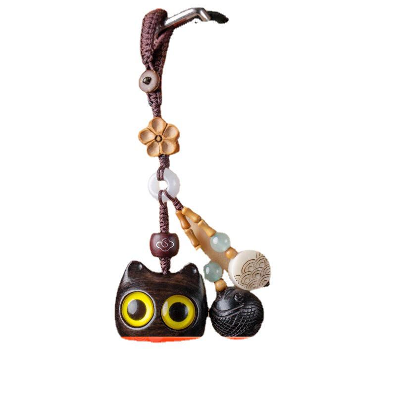 Ebenholz Katze Schlüsselanhänger: Niedliches Ornament für Männer & Frauen - Kreatives Geschenk