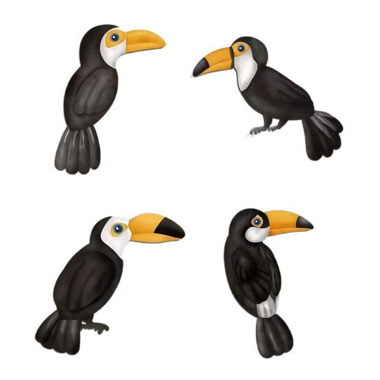 

4 Pcs Wooden Bird Wall Art Vintage Toucan Wall Decor Rustic Tropical Forest Animal Hanging Sculpture for Garden Fence Sets