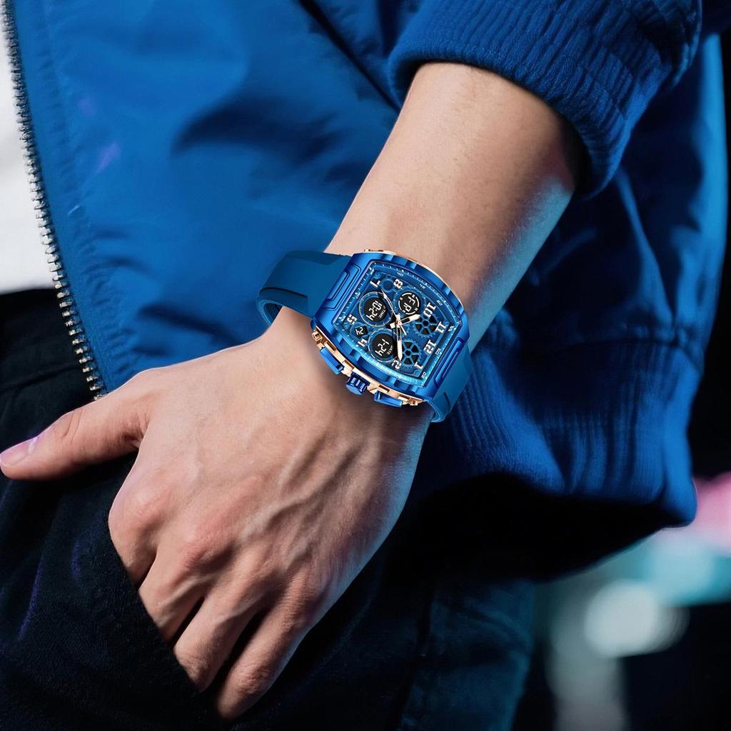 FOXBOX Barrel-Shaped Multifunction Digital Sports Watch with Alarm & Waterproof Features