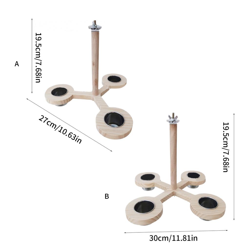 Parrots Feeder Perch with Dish Cup Screw Bird Perch Stand Cockatiel Feeder Birdcage Perches Climbing Toy for Budgies