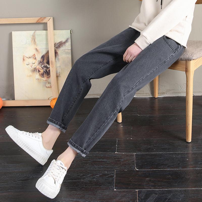 Maternity Stretch Straight-Leg Jeans: Loose Fit, Plus Size, Spring/Autumn Style