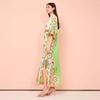 Summer Print Positioning Satin Slit Maxi Dress for Women