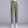 New Spring and Summer Fashion Commuting Simple Button Elastic Waist Panel Pocket Ice Silk Elastic Split Casual Women's Pant