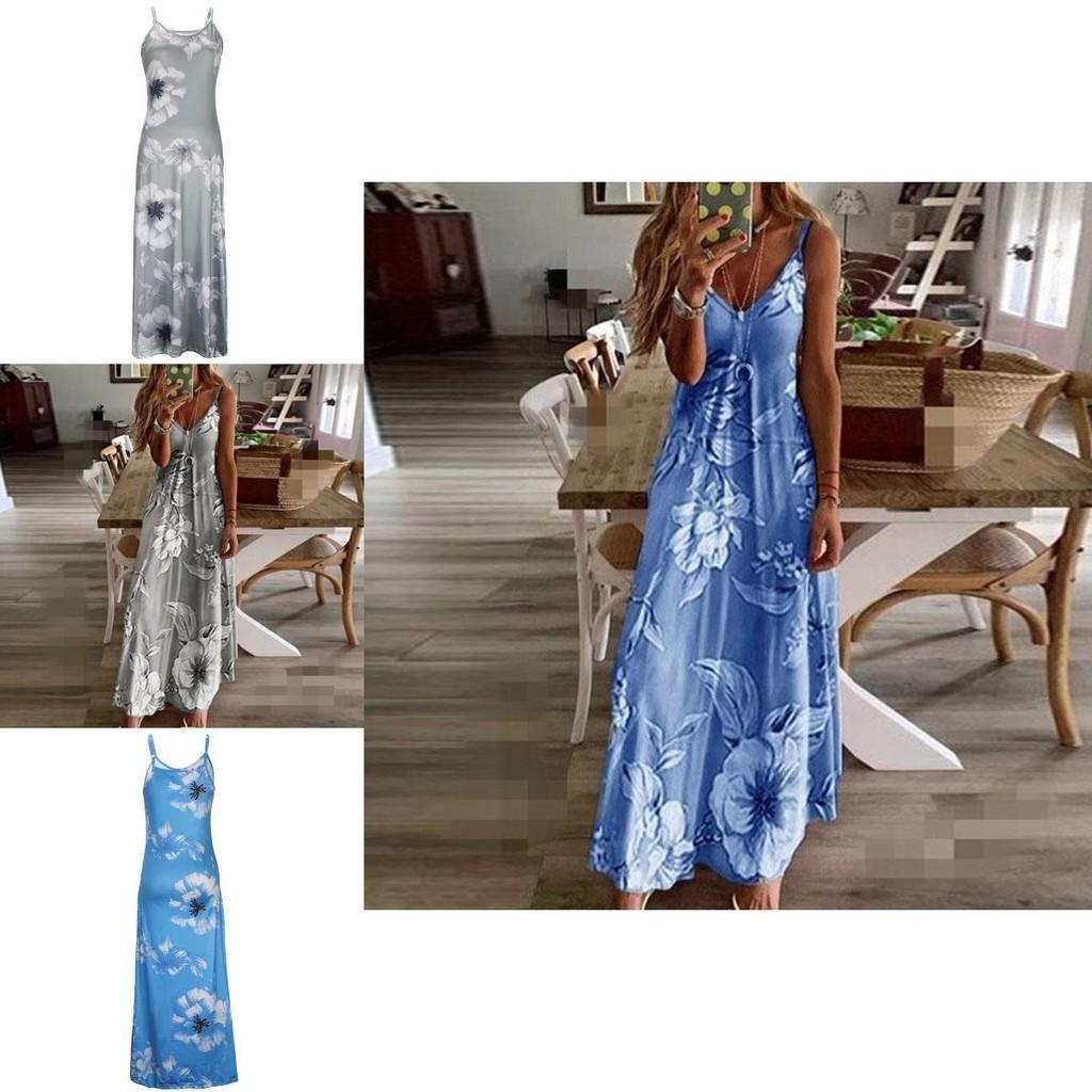 Women's Oversized Floral Printed Sleeveless Maxi Dress For Summer Holidays
