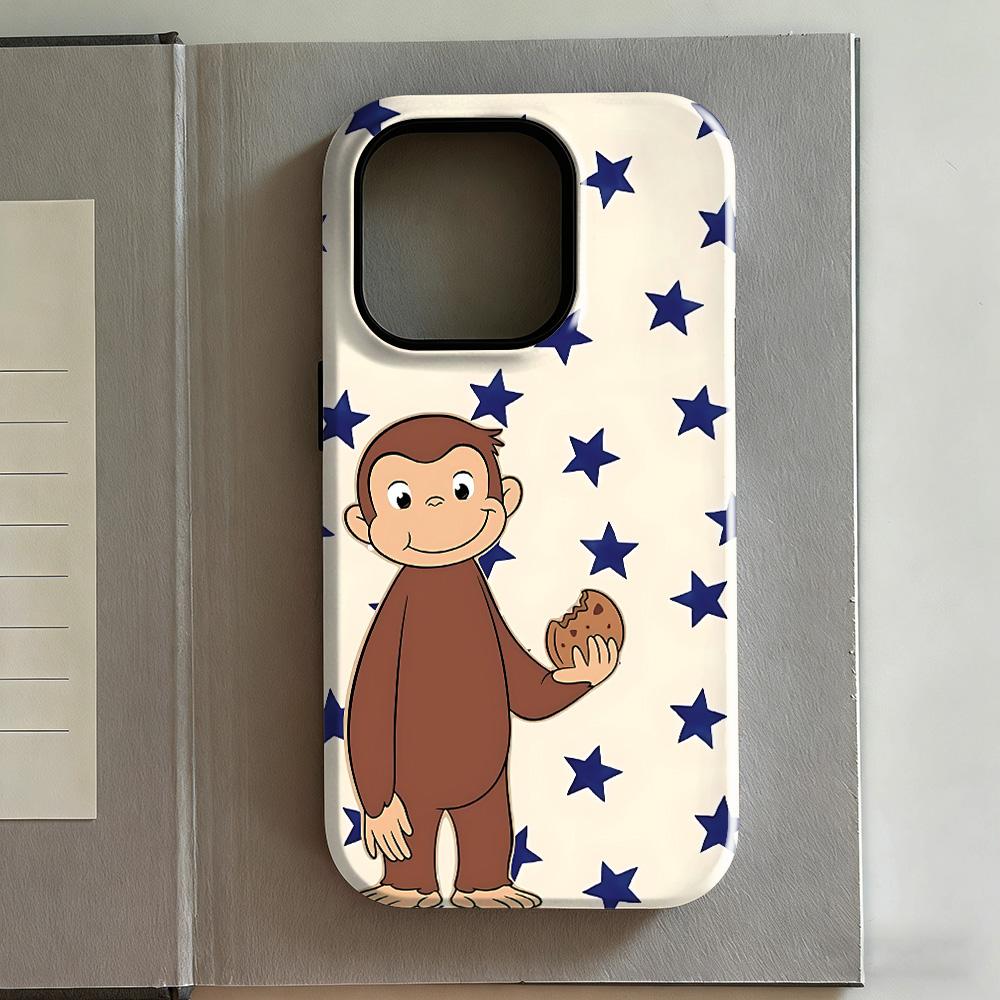 Clmj Cute C-Curious Georges Phone Case for iPhone 17 16e 16 15 14 13 12 11 X XS Air Pro Max Plus Luxury Double-layer Back Cover