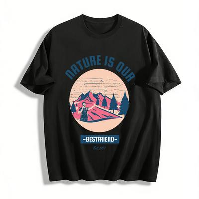 Nature Is Our Best Friend Hiking Graphic Casual T-Shirt Pure Cotton T-shirt
