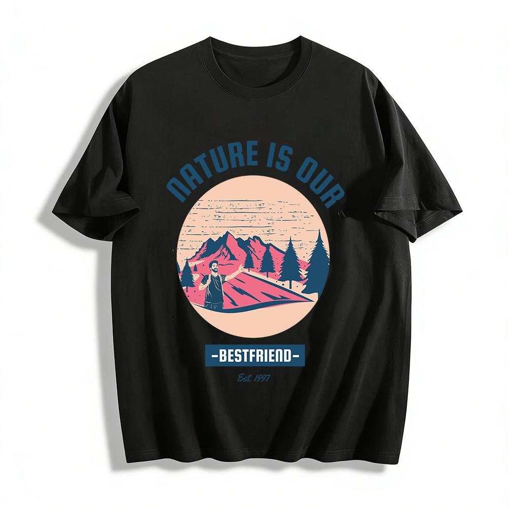 Nature Is Our Best Friend Hiking Graphic Casual T-Shirt Pure cotton T-shirt XXS