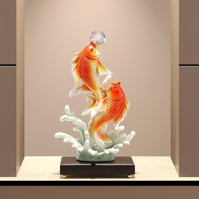 New Chinese Style Wealth Fish Brocade Lithium Fish Ornament Living Room Wine Cabinet Office Decoration Gifts