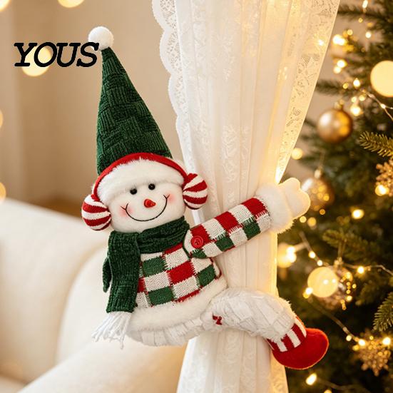 Seasonal Window Treatments Christmas Curtain Tiebacks, Santa Snowman Reindeer Fasteners, Buckles Festive Decor for Home, Holiday Party
