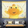 Cute Yellow Dragon CAPYLULU Wall Tapestry Cartoon Character Orange On Head Heart Music Note Kawaii Kids Room Home Decor