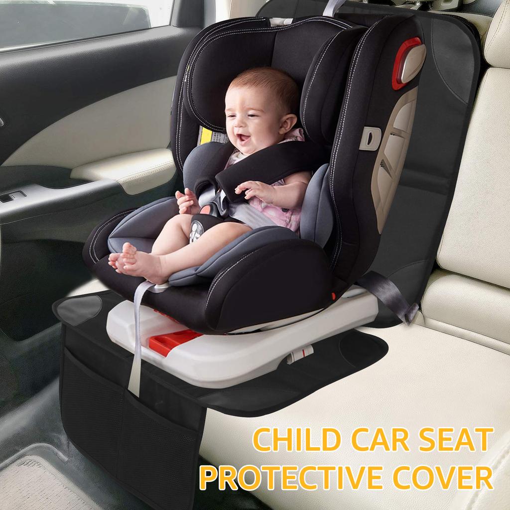 Car Seat Protector for Baby Waterproof Non-Slip Under Baby Car Seat Protector Mat with Mesh Storage Bag Child Car Seat Cushion