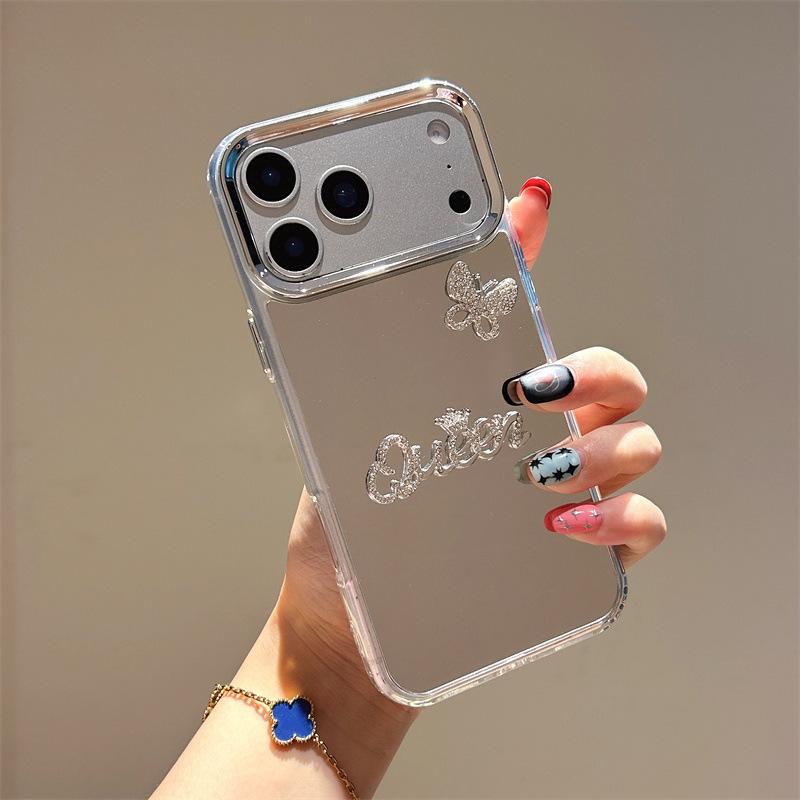 

Creative Mirror Mobile Phone Case, High-End Sense, Suitable For Iphone17Pro Rhinestone Letter Butterfly Apple 16 Protective Case. iPhone 17Promax