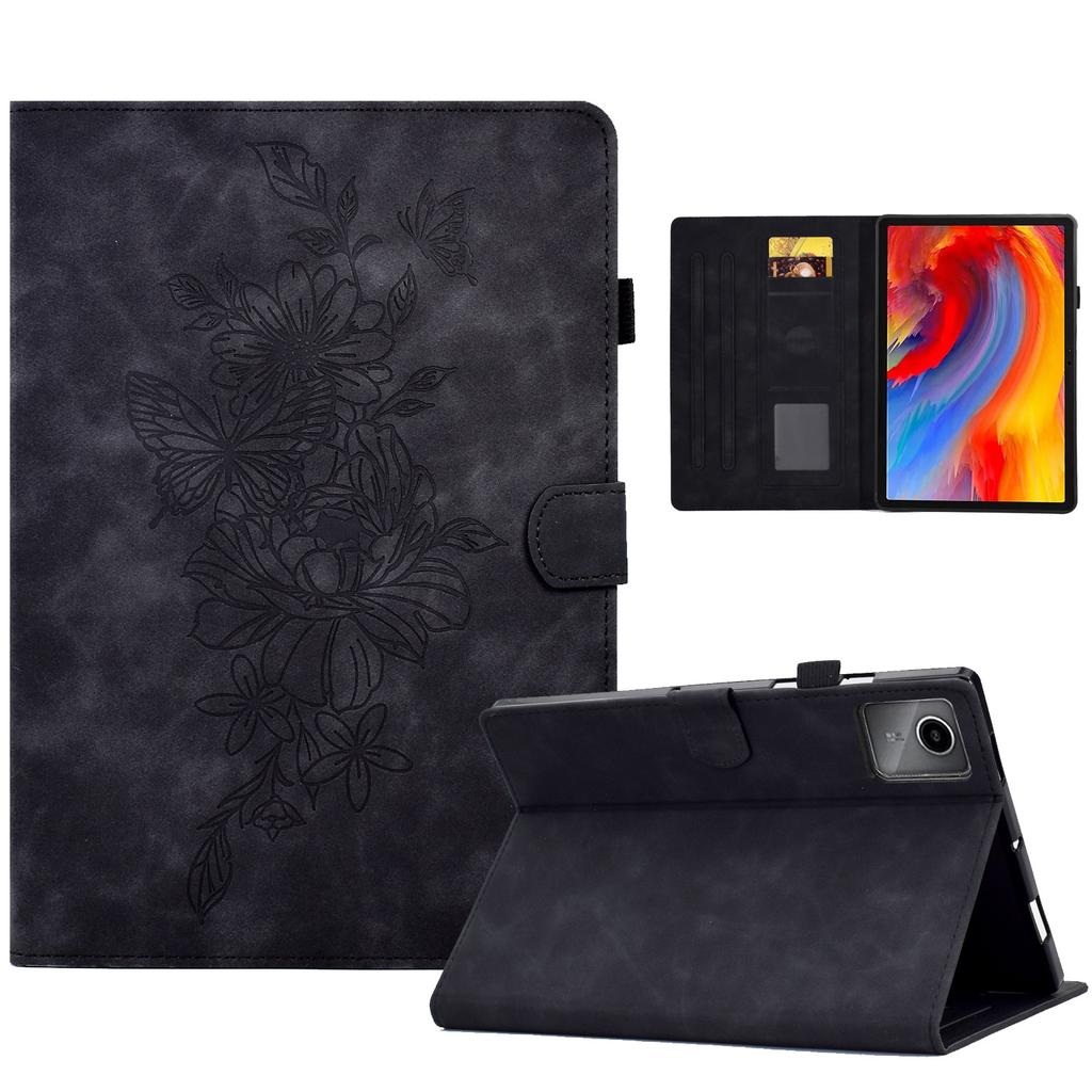For Lenovo Xiaoxin Pad 12.1 (2025) Case Flower Butterfly Imprinted Card Slots Leather Cover