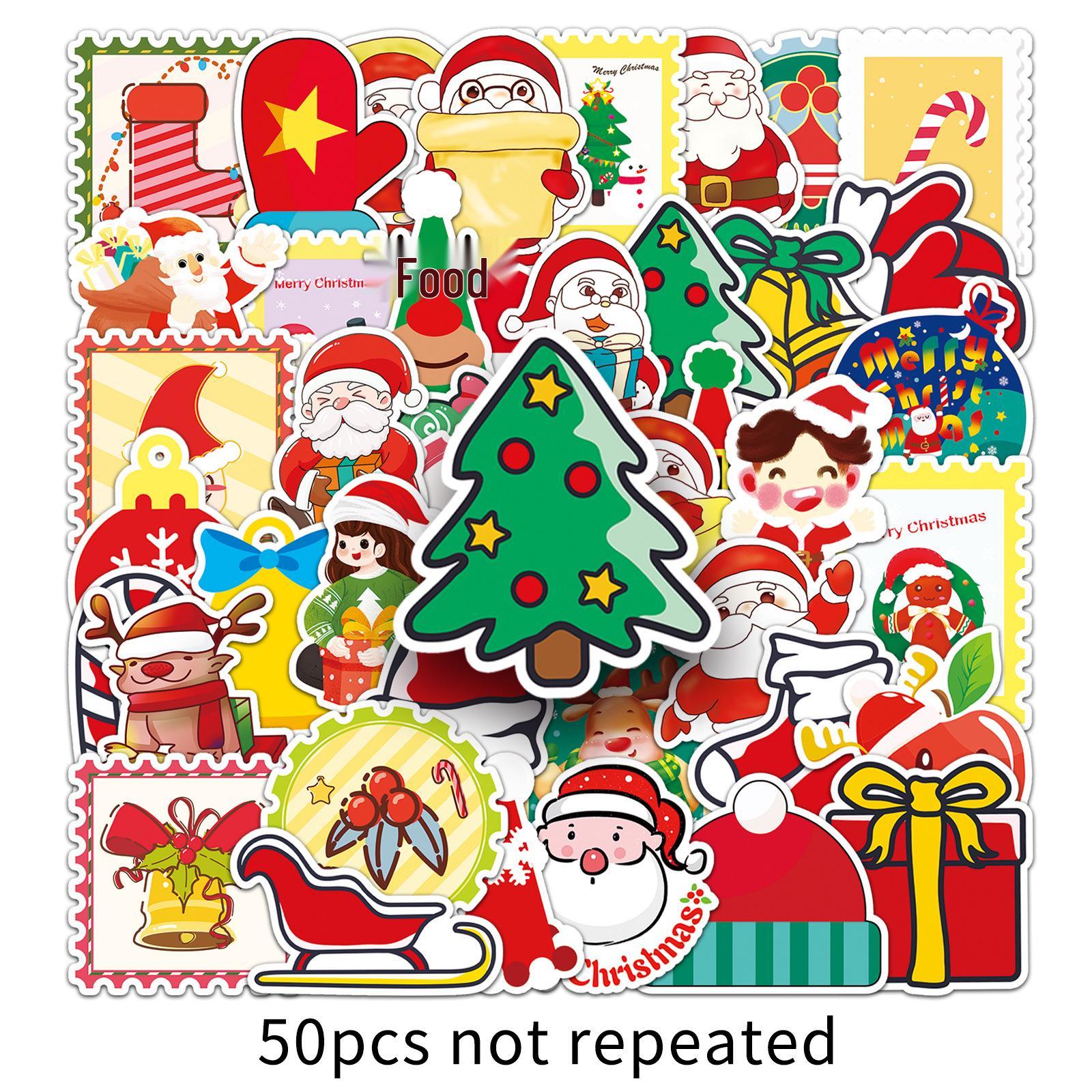 50 Christmas Cartoon Stickers: Santa Claus Graffiti for Suitcases & Notebooks