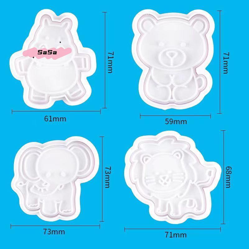 4Pcs/Set Animal Shaped Plastic Biscuit Cookie Cutter Mold DIY Kitchen Cake Decorating Tools Fondant Embosser Stamp Die Set
