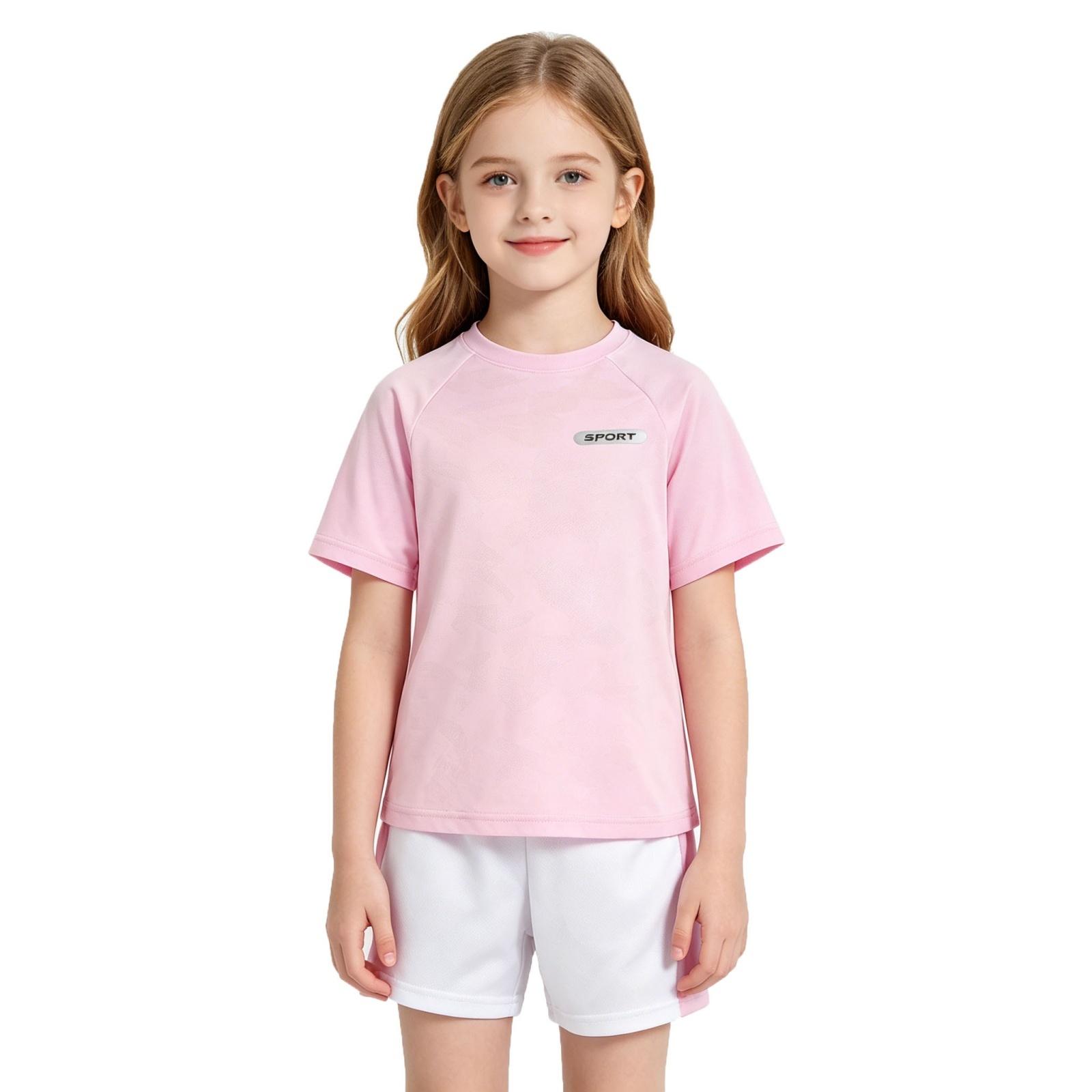Girls Quick Dry Sportswear Set, Ice Feel Activewear for Sports and Outdoor Play 160 розовый