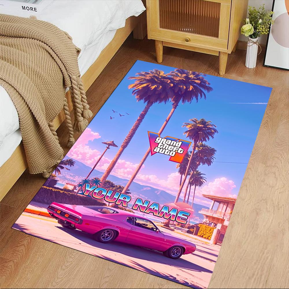 Grand Theft Auto Customizable Name Carpet Perfect for Dormitory Playrooms Outdoor Entryway Antislip Carpet Office home decor