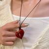 Valentine's Day Gift Party Gift Red Heart Pendant Necklace Vintage 80s Love Inspired Choker Romantic Heart Necklace for Women