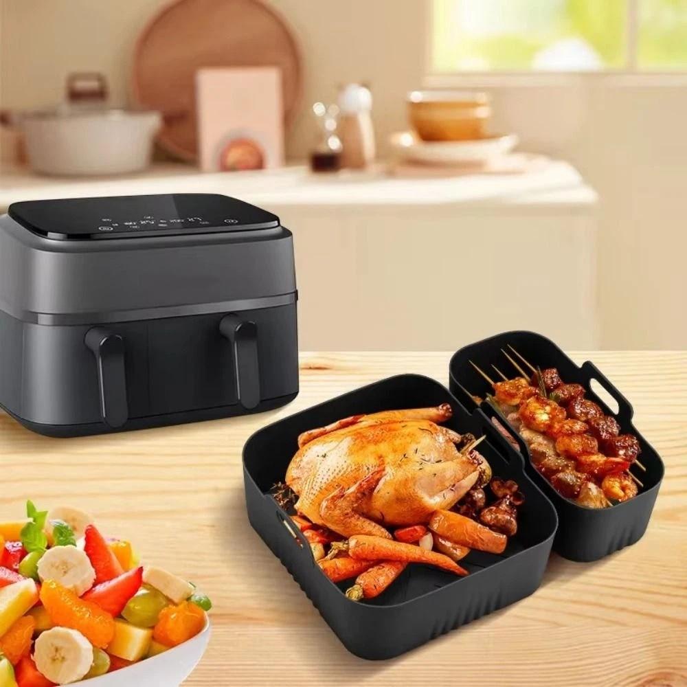 Reusable Dual Basket Baking Tray Non-Stick Air Fryer Basket Air Fryer Liner Airfryer Accessories