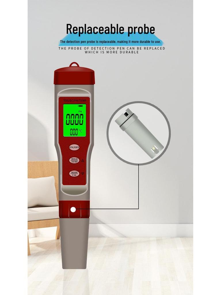 TDS and pH Water Quality Test Pen for Household Use: High Precision EC Conductivity Measurement Instrument