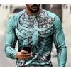 Maglietta da Uomo a Maniche Lunghe Girocollo con Stampa 3D Gabbia Toracica Scheletrica, Top a Maniche Lunghe Casual Streetwear con Grafica Teschio Gotico