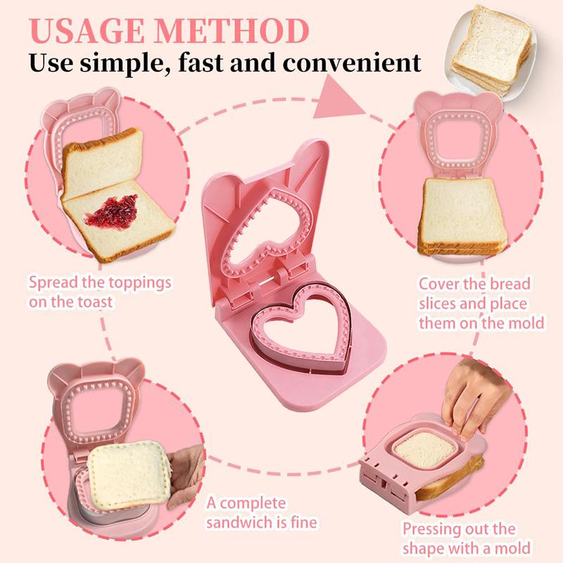 Sandwich Cutter And Sealer Set,Heart-Shaped Sandwich Maker With Seal Edge