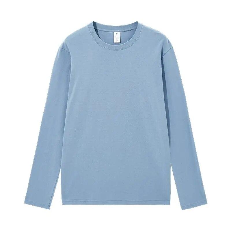 FEGKZLI 2024 Summer Autumn Long Sleeve Loose Causal Unisex Tops 100% Cotton T-shirts  Multi Colors Street Tees