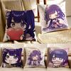 Popular Genshin Impact Raiden Shogun Cushion Cover Pillowcase Antidustmite Living Room Sofa Decor Cushion Room
