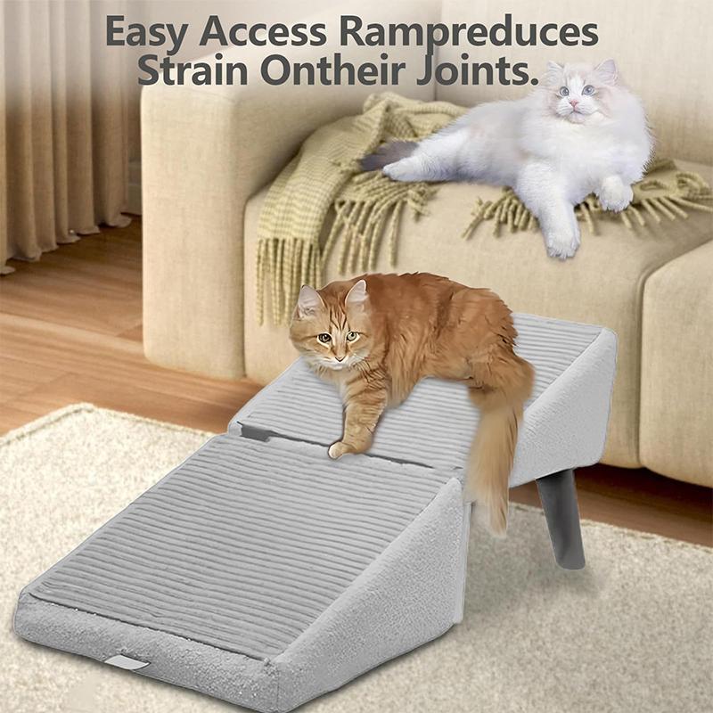 Large Pet Steps, 13.8" High, Lightweight and Foldable, Split Ottoman Design Dog Ramp for Beds and Couches
