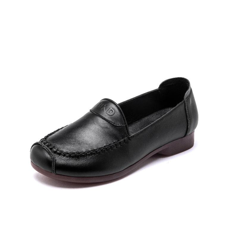 Fashion 2025 No Return or Exchange Retro First-layer Leather Mother Shoes Pu Leather Loafers Single Shoes, Comfortable Flats
