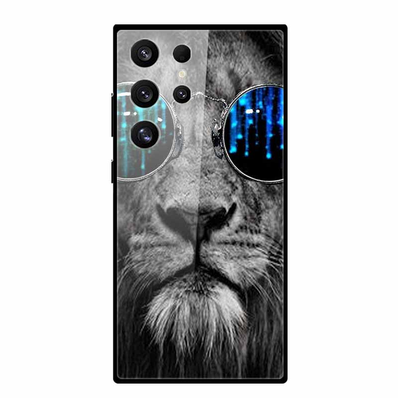 For Samsung S25 S 25 Ultra Hard Tempered Glass Case Capa Coque Bumper For Samsung Galaxy S 24 S24+ FE Wolf Phone Back Cover