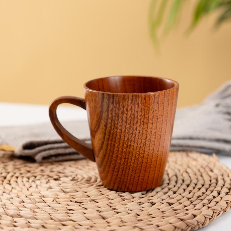 Taza de Cerveza y Taza de Café de Madera Japonesa con Asa - Resistente a Altas Temperaturas, Diseño Creativo