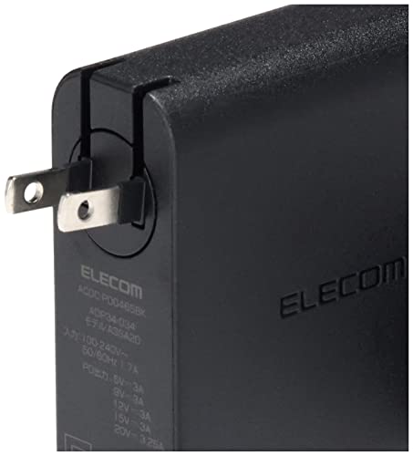 ELECOM AC Adapter for Laptops, Type-C PD Compatible, 65W, Integrated Cable, 2m, Black, ACDC-PD0465BK [Compatible with iPhone 16]