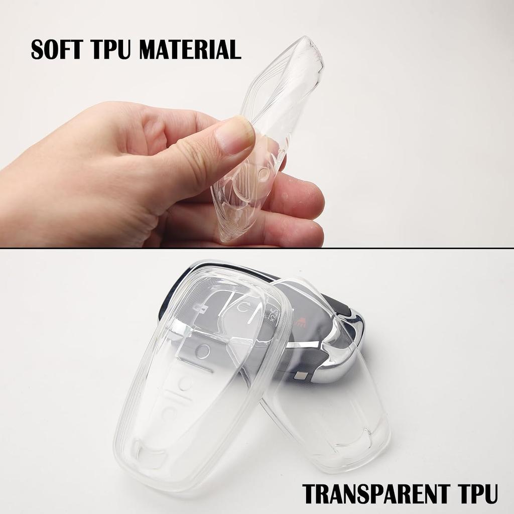 for Chevy Key Fob Cover with Anti-Loss Keychain,Transparent Soft TPU Key Case Shell Full Protection for Chevrolet Equinox Malibu Camaro Volt Bolt