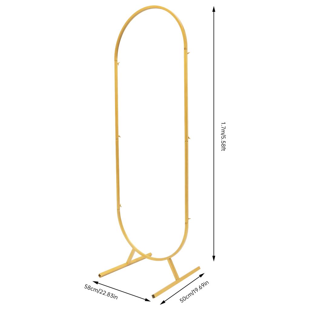 Support de toile de fond en arche métallique ovale réutilisable 58 x 50 x 170 cm, convient pour mariage, remise de diplôme, anniversaire, fête de Noël(Or/Blanc)