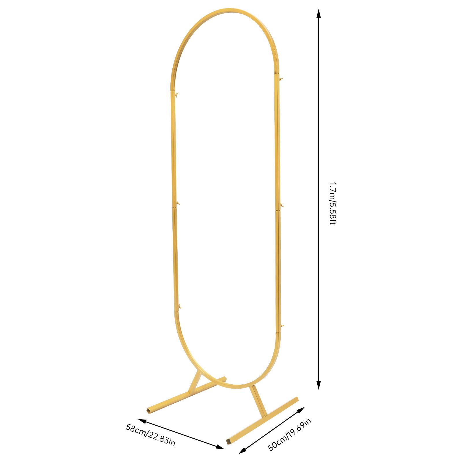 

58*50*170 см многоразовая овальная металлическая арка фоновая стойка подходит для свадьбы, выпускного и дня рождения, вечеринки, рождественского декора(Золотой/Белый) S золотой
