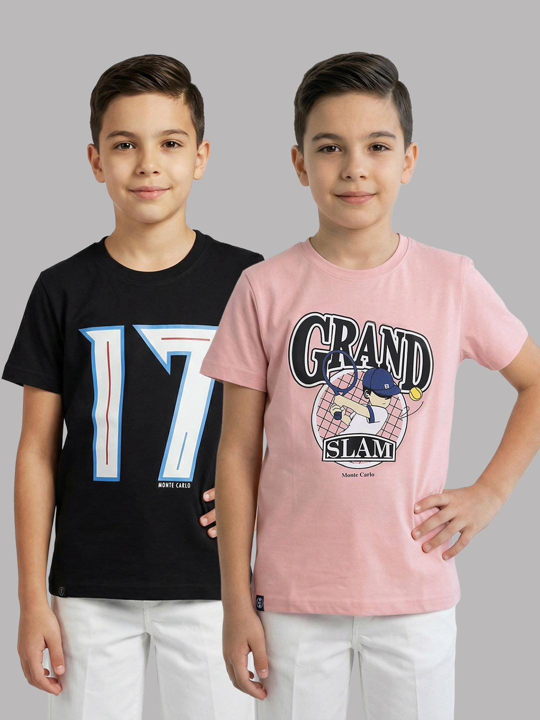 Monte Carlo Boy Regular Fit Peach-Black Tshirt 11-12 Years