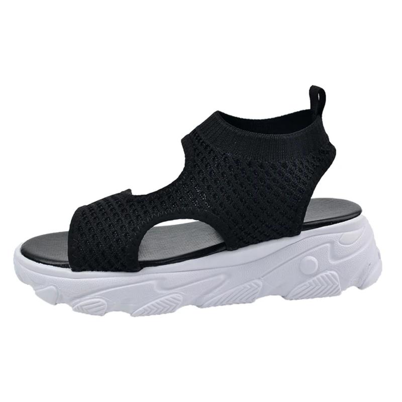 

Модные спортивные сандалии женские с открытым носком на плоском каблуке 2024 лето слипоны сетка противоскользящие дышащие дизайнерские сандалии большого размера 42 чёрный