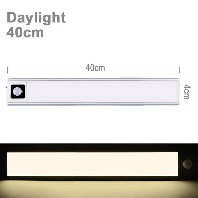 Lumină de noapte wireless pentru dulap cu senzor de mișcare LED de 20 cm și 40 cm, reîncărcabilă prin USB, pentru sub dulap, cu lumină magnetică