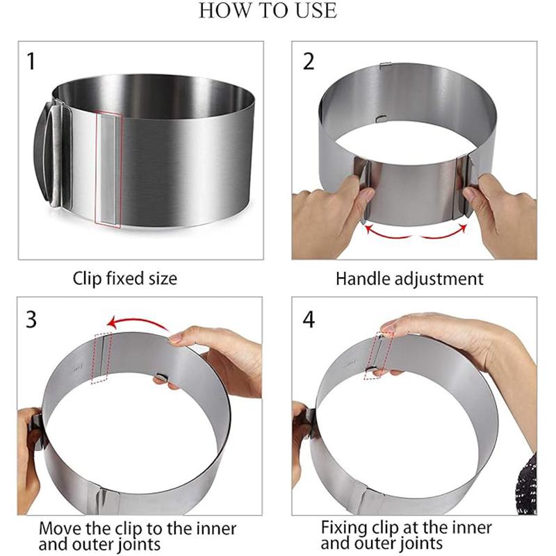 Adjustable Cake Mousse Mold Stainless Steel 15.24 To 30.48 Cm Cake Mold Ring Baking Decoration