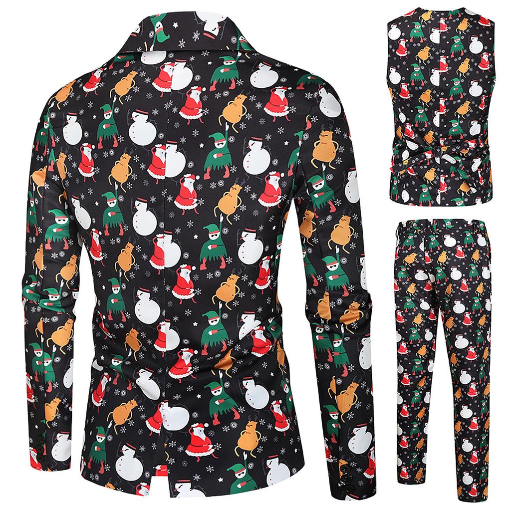 Men’s Suit Slim 3-Piece Suit Blazers Business Wedding Party Jacket Coat Vest& Pants