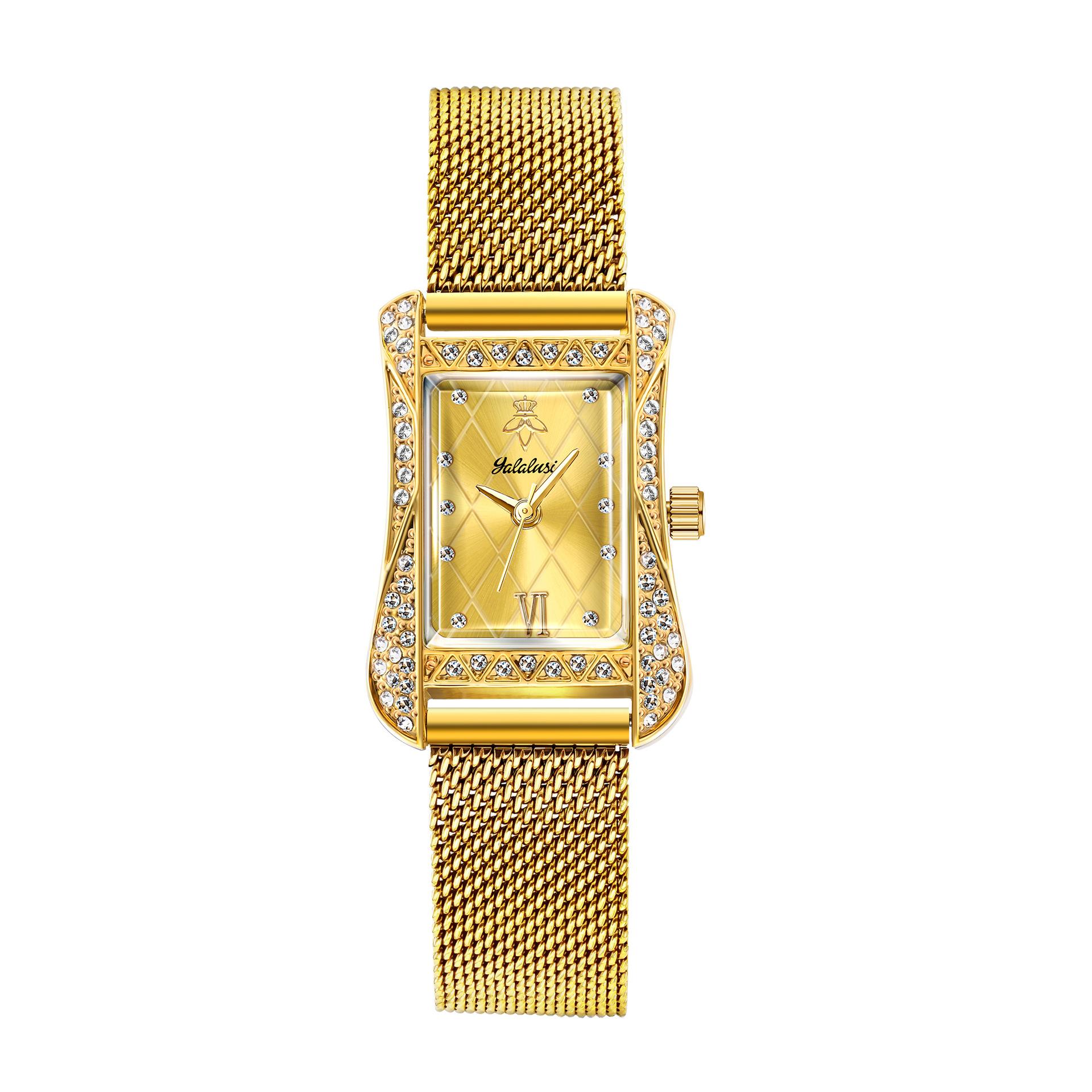 Yalalusi Fashion Square Ladies Watch Digital Scale Rhinestone Watch Trend Quartz Watch