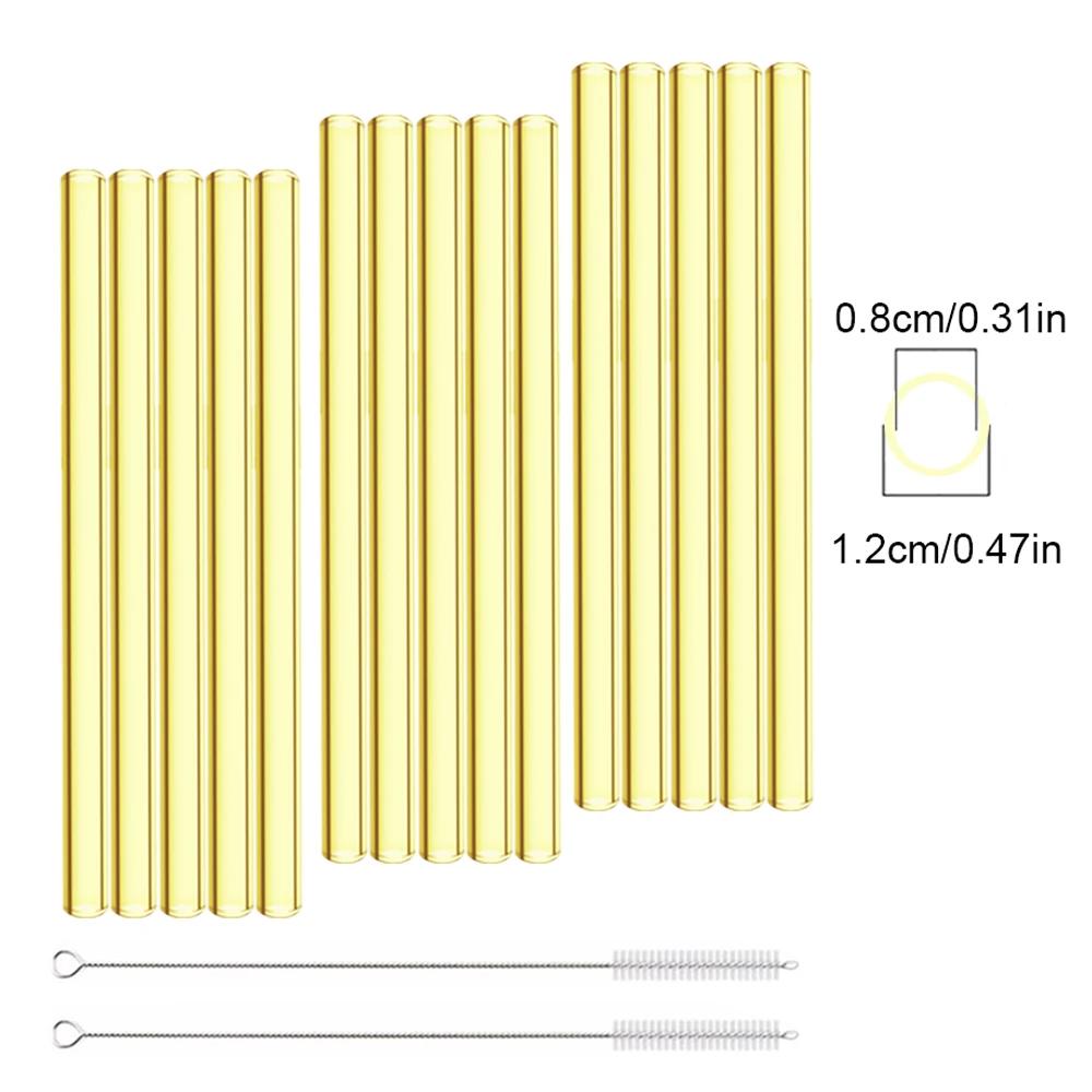 200*12mm Reusable Glass Straws Eco-friendly Drinking Straws for Smoothie Milkshakes Tea Juice Cocktail Straw with Brush