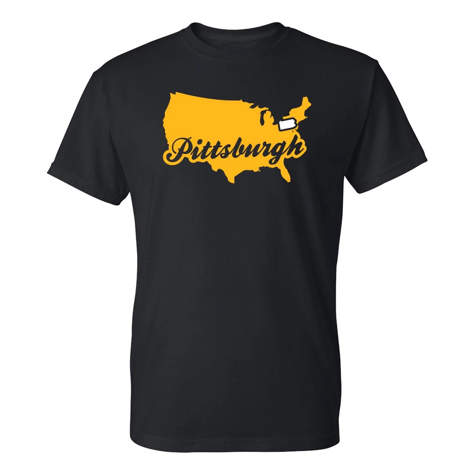 Pittsburgh USA Script - Football Team Colors Sports T-Shirt - Black 2XL