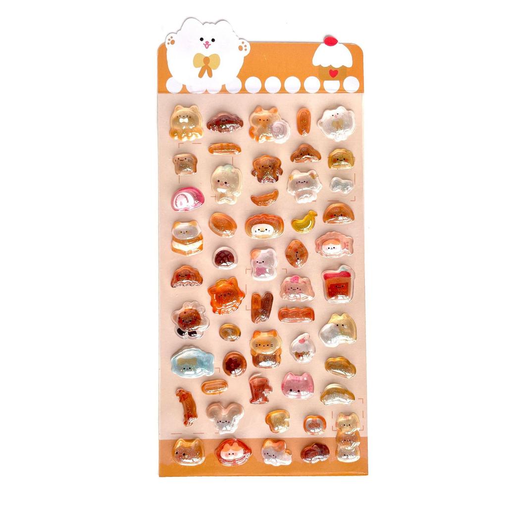 1Pc Kawaii Cartoon Jelly 3D Relief Sticker Cute Fun Kid Diy Crystal Stickers For Scrapbook Journal Planner Stationery Decoration