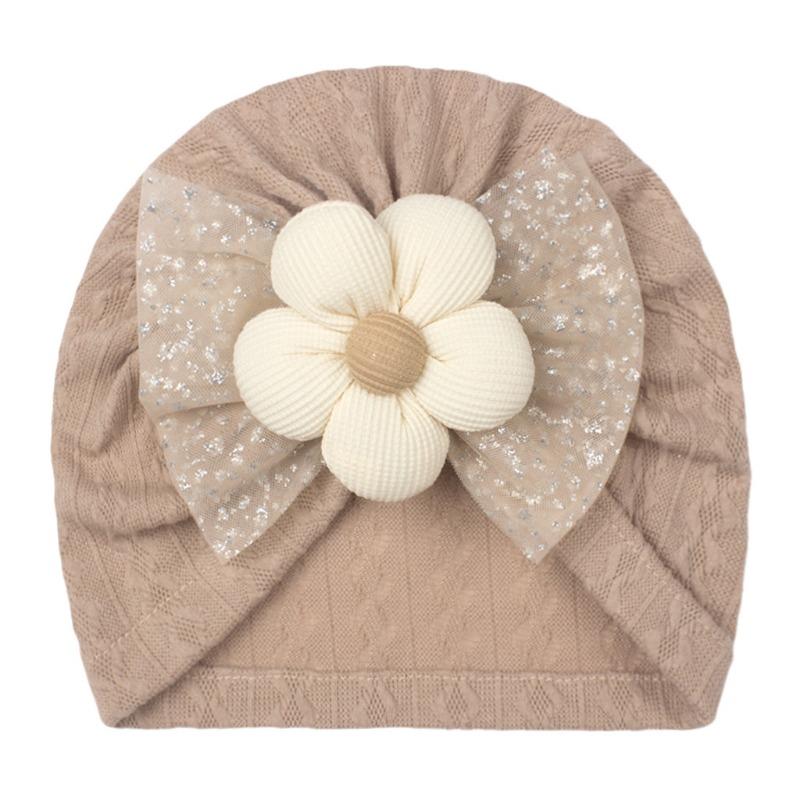 Spring new children's hats, bronzing mesh bow flower baby hats, cute baby hats