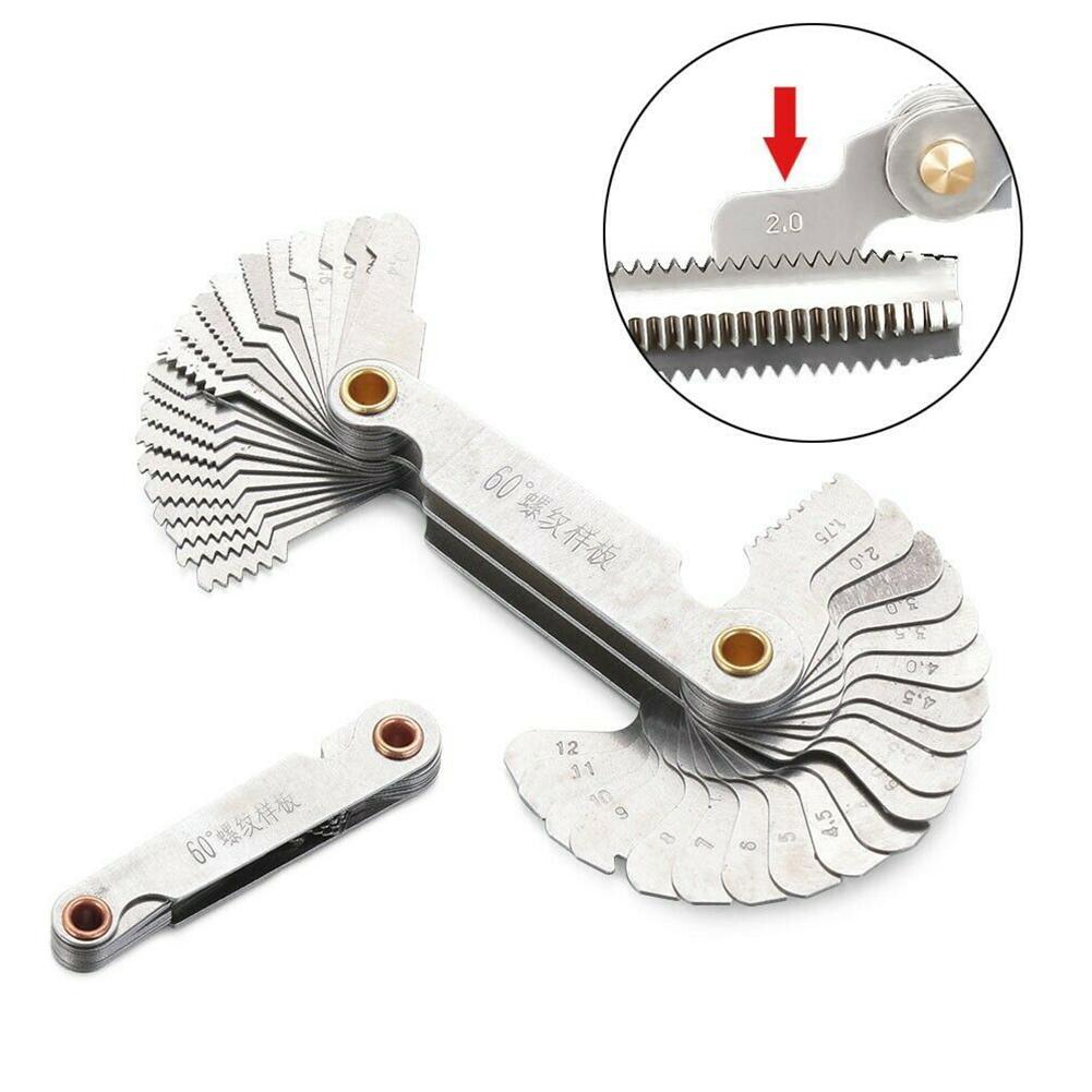 Metalworking Gauge Thread 0.25-6mm Thread Template 52 Sheets Metric Inch Stainless Steel Thread Gauge Hardened