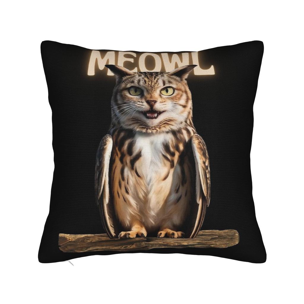 Pillow Case Meowl Cat Owl Cute Pet Stickers Print Pillow Cover For Sofa Couch Bed Living Room Vintage Pillowcases