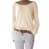 T-shirt Pull à Manches Longues pour Femme Style Doux Automne 2025 Coton Col Rond Coupe Ample